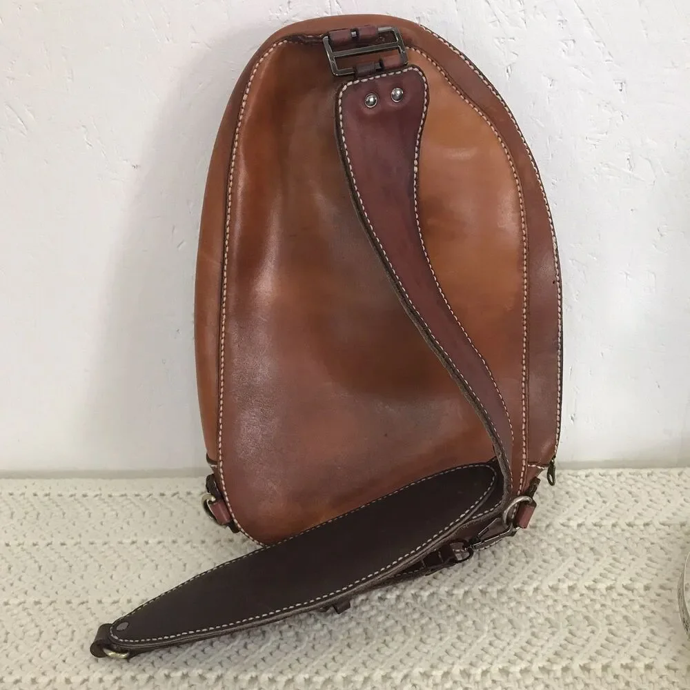 Artisan Colorblock leather cross body Sling bag mini Teardrop backpack